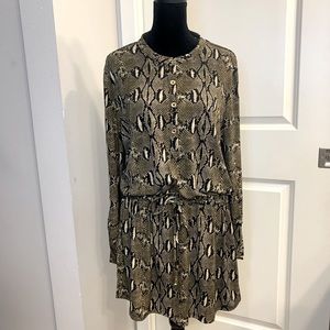 Michael Kors Long sleeve Mini Snake Print Dress